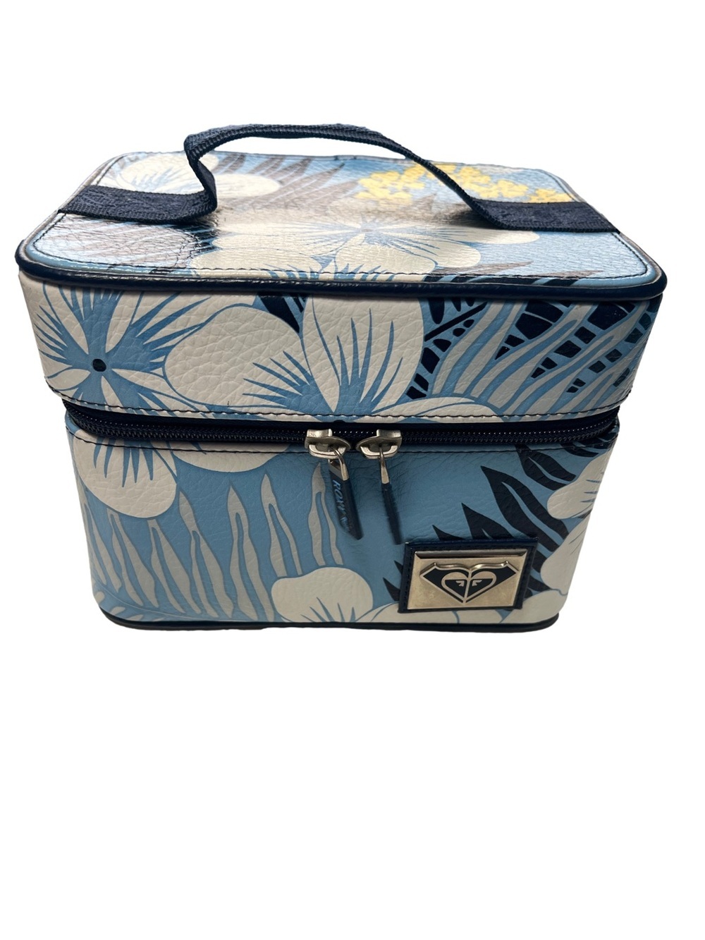 Vintage Y2K Roxy Luggage Make Up Case Blue Hibiscus